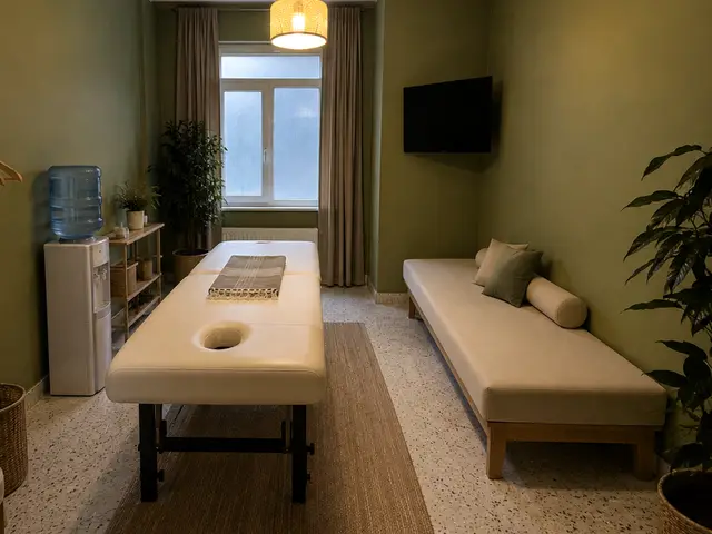 Pencereli, bitkili sakin masaj odası — Başakşehir, Masaj Salonun